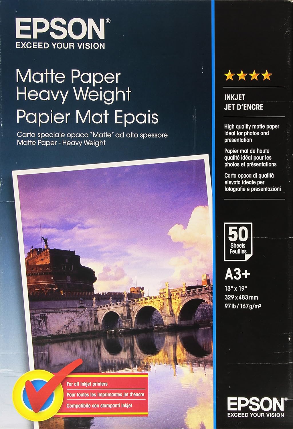 Epson C13S041264 Matte heavyweight Paper Inkjet 167g/m2 A3+ 50 Blatt Pack
