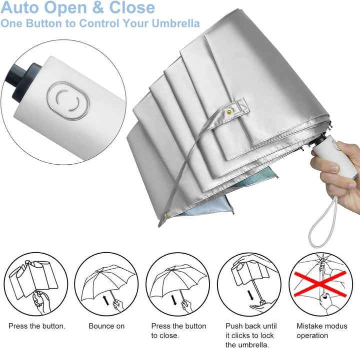 CUBY Regenschirm, Sonnenschirm Regenschirm, Freien Uv-Schutz Damen Automatik Faltschirm Winddicht Re