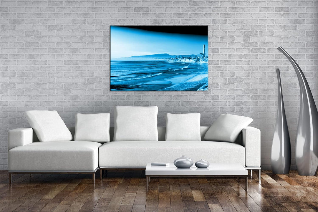 deyoli zauberhafte Küste von Kalifornien Format: 80x60 Effekt: Monocrome Blau als Leinwand, Motiv fe
