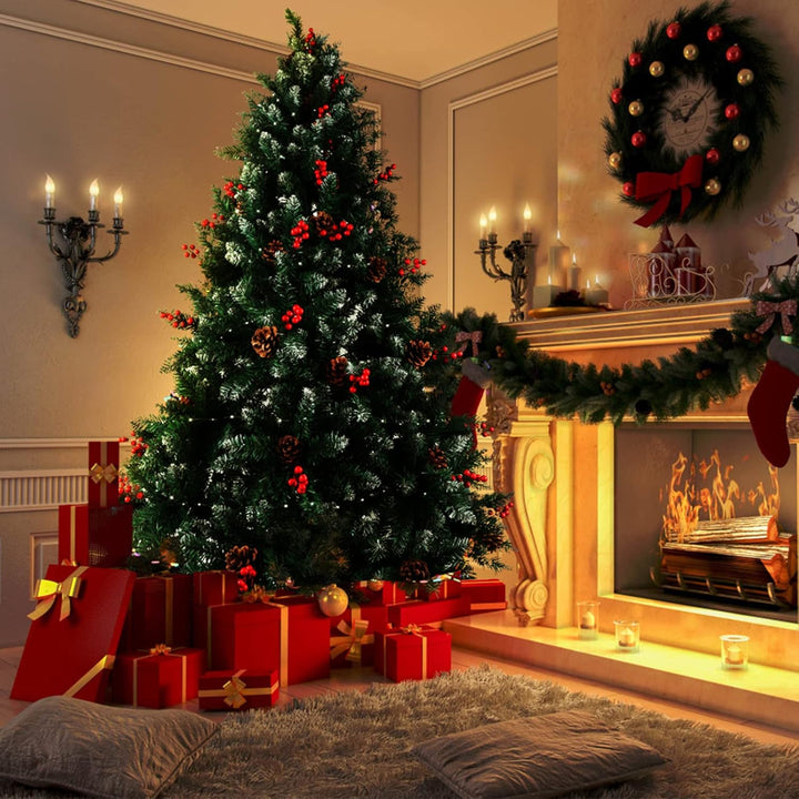 himaly Weihnachtsbaum künstlich 150 cm mit Schnee und 12m Lichterkette 240LEDs, Material PVC/PE, 450