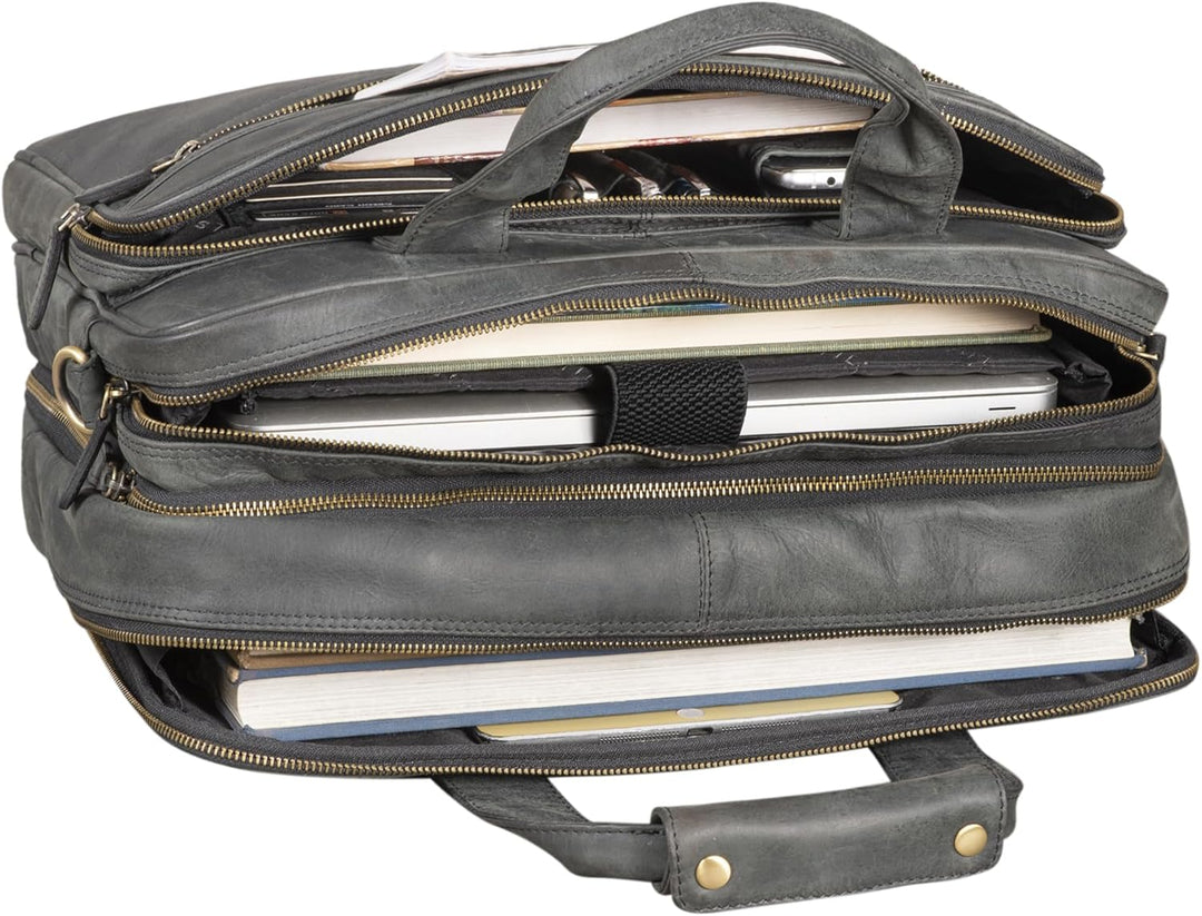 STILORD 'Leopold' XL Echtleder Aktentasche - der verbesserte Geheimtipp für Lehrerzimmer & Büro - Bu