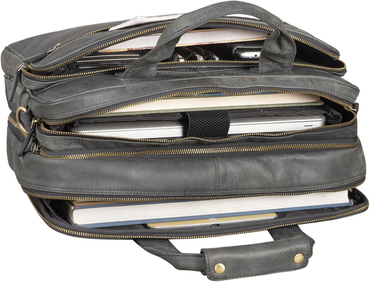 STILORD 'Leopold' XL Echtleder Aktentasche - der verbesserte Geheimtipp für Lehrerzimmer & Büro - Bu