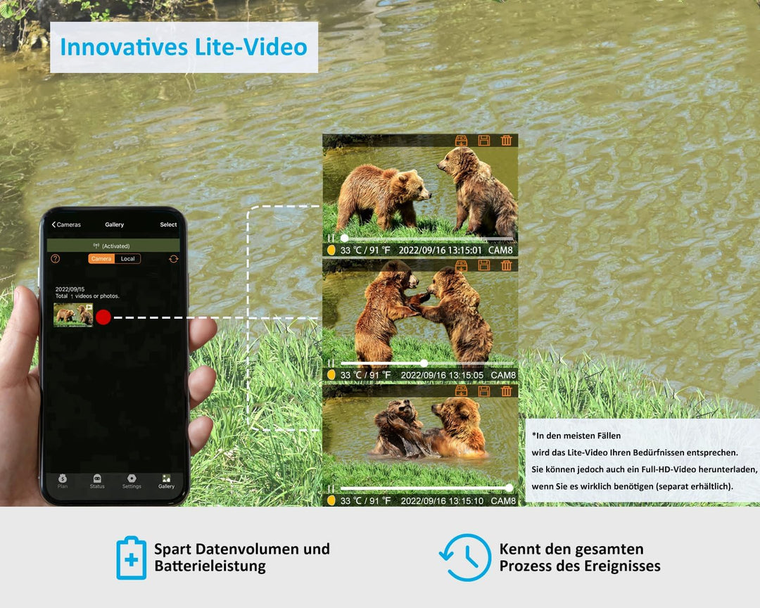 GardePro X50 4G LTE Wildkamera mit SIM-Karte und App, 32MP 1296P H.265 Video, No Glow Nachtsicht Bew
