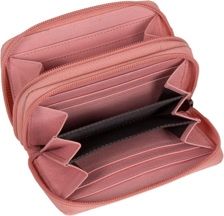 MUSTANG Seattle Leather Wallet 2 Zip Top Opening Pink