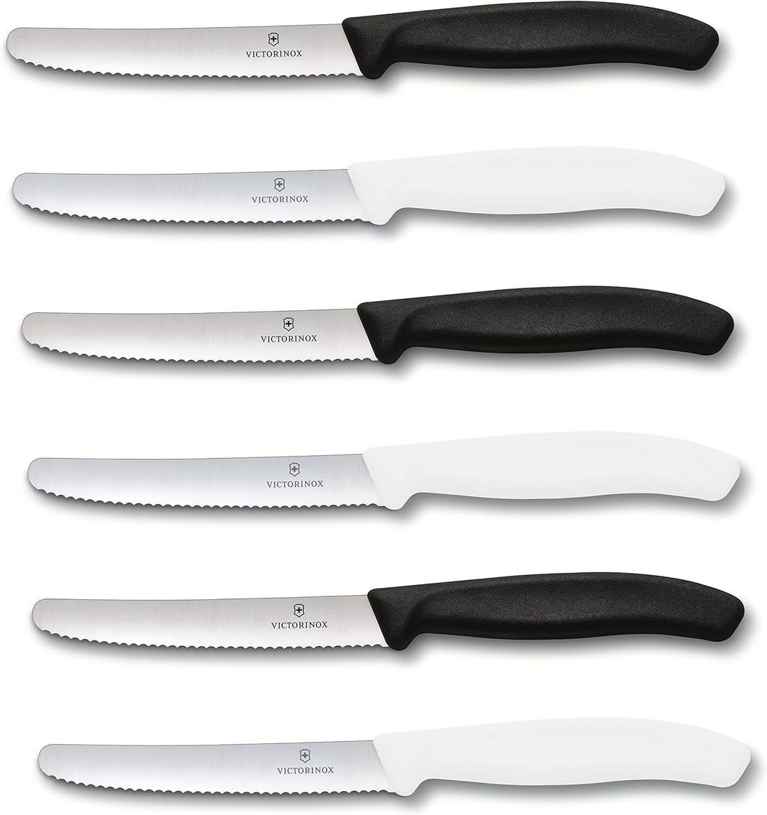 Victorinox 6 Stück Tafelmesser - Tomatenmesser Swiss Classic mit Wellenschliff rostfrei - Swiss Made