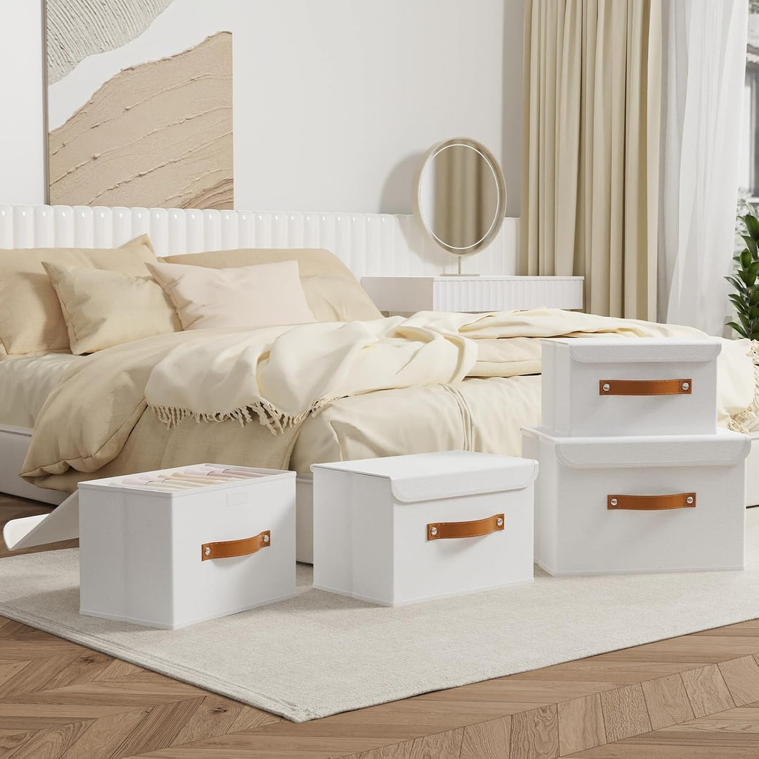 OUTBROS 3 Stück Aufbewahrungsboxen mit Deckel, 38 x 25 x 25 cm, faltbare Stoffboxen, Aufbewahrungskö