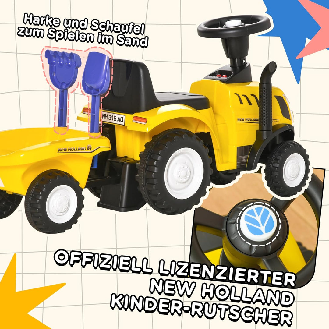 HOMCOM Kinder Rutschauto New Holland Rutscherfahrzeug Kinderauto Kinderfahrzeug Klassische Auto Lauf