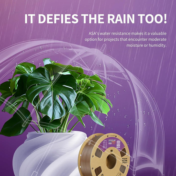 OVERTURE ASA Filament 1.75mm, Spule 1kg (2.2lbs), Massgenauigkeit +/- 0.03 mm, für 3D Drucker (Braun