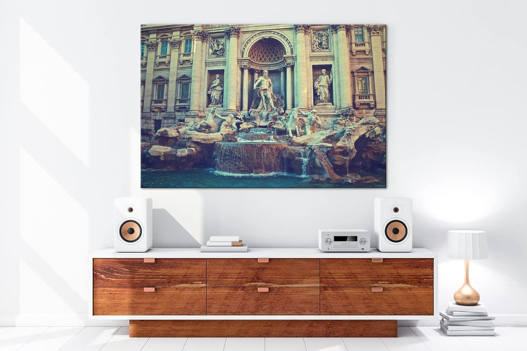 deyoli Trevi Brunnen in Rom Format: 60x40 als Leinwandbild, Motiv fertig gerahmt auf Echtholzrahmen,