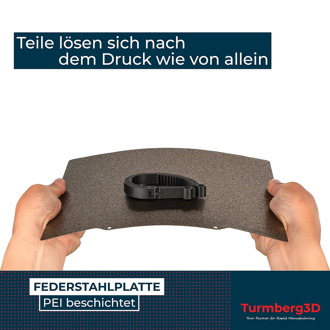 Turmberg3D - Raue PEI Druckbettoberfläche - Federstahlblech inkl Magnetbase für 3D Drucker (Variante