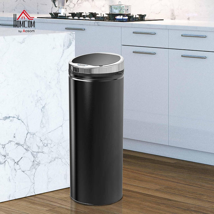 HOMCOM Sensor Mülleimer 50L, Automatischer Abfalleimer, Rostfreier Kücheneimer mit Infrarotsensor, f