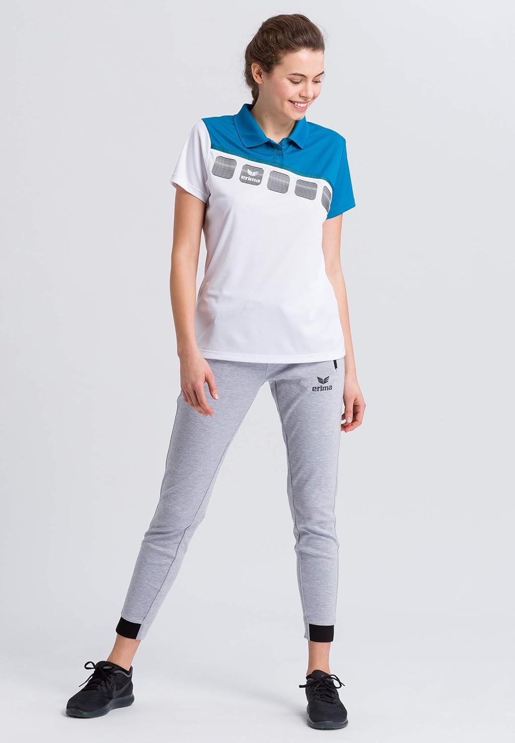 Erima Damen Essential Sweathose 34 Hellgrau Melange/Schwarz, 34 Hellgrau Melange/Schwarz