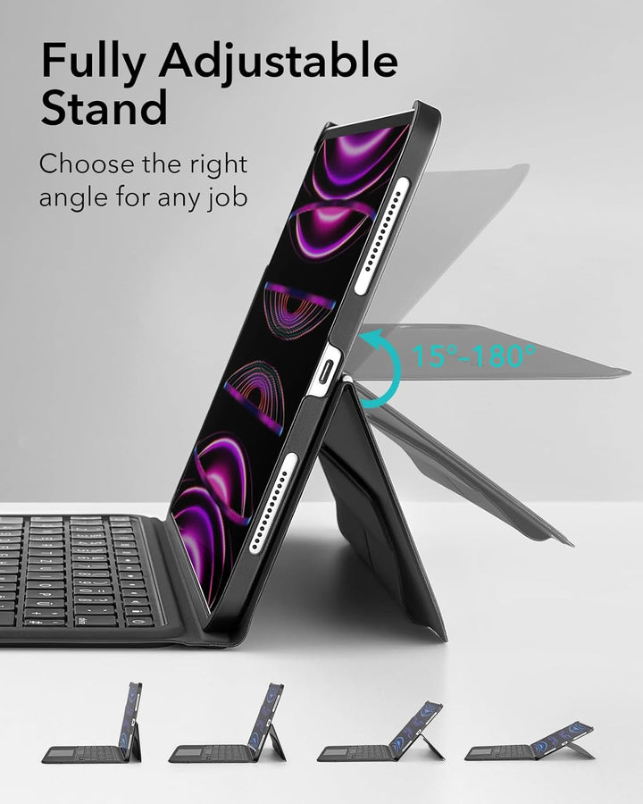 ESR iPad-Tastatur Hülle für iPad Pro 12,9 Zoll (6./5./4./3. Generation), voll Verstellbarer Ständer,