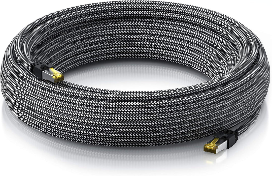 CSL - 30m CAT.7 Netzwerkkabel Gigabit Ethernet LAN Kabel 3 Meter, Baumwollmantel, 1Gbit Patchkabel,