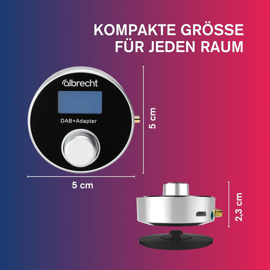 Albrecht DR 54 DAB+ Digitalradio Adapter - Kabellose Übertragung, FM Transmitter, Aux-Out, Autoradio