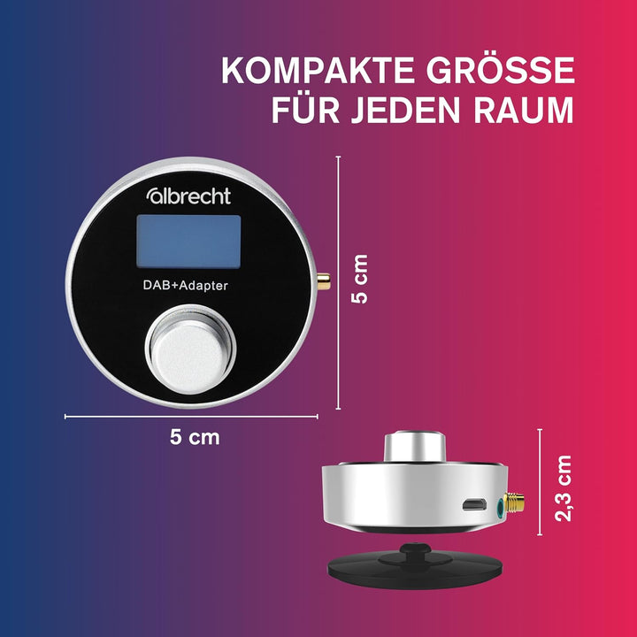 Albrecht DR 54 DAB+ Digitalradio Adapter - Kabellose Übertragung, FM Transmitter, Aux-Out, Autoradio
