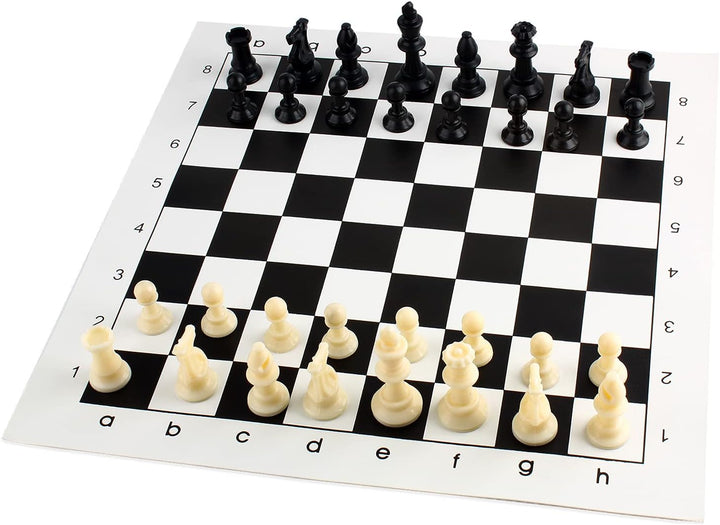 Andux Schachspielset Schachfiguren und Rollbrett QPXQ-01 (Schwarz,35x35cm), Schwarz,35x35cm