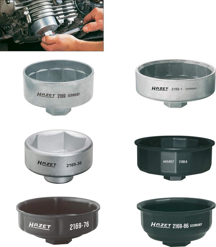 HAZET Öl-Filter-Schlüssel 2169-6 I passendes Werkzeug für verschiedene Ölfilter mit einem Durchmesse