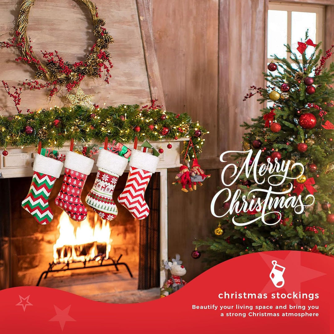 NIBESSER Nikolausstrumpf 4er Set Grosse Nikolausstiefel zum Befüllen Weihnachtsstrumpf Geschenkbeute