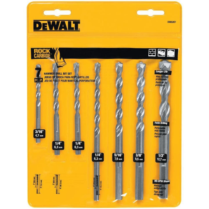 Dewalt dw5207 7-teilig Premium Percussion Steinbohrer Set metallisch, metallisch