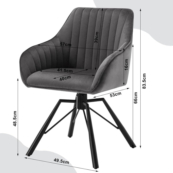 WOLTU Esszimmerstühle drehbar 2er Set, Samt Stuhl Esszimmer, Sessel Wohnzimmer, Drehstuhl, Küchenstu