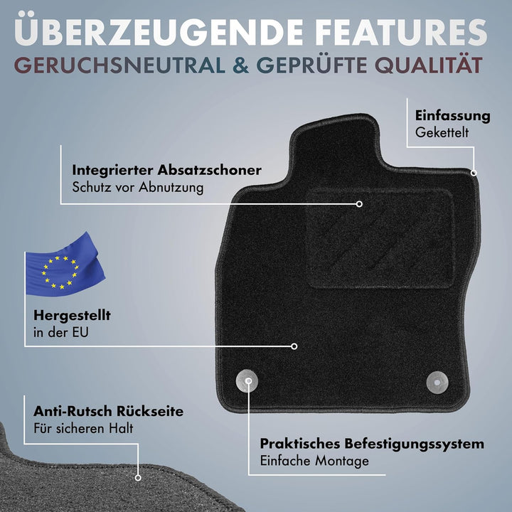 WALSER Auto Teppiche kompatibel mit Seat Leon 09/2012-Heute, 5-Türer, 100% passgenaue Auto Fussmatte
