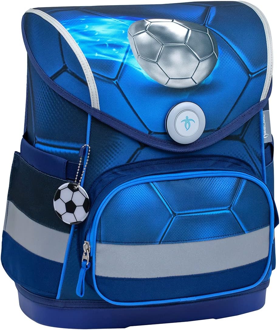 Belmil ergonomischer Schulranzen Set 4 -teilig für Jungen 1-4 Klasse Grundschule/Brustgurt/Magnetver