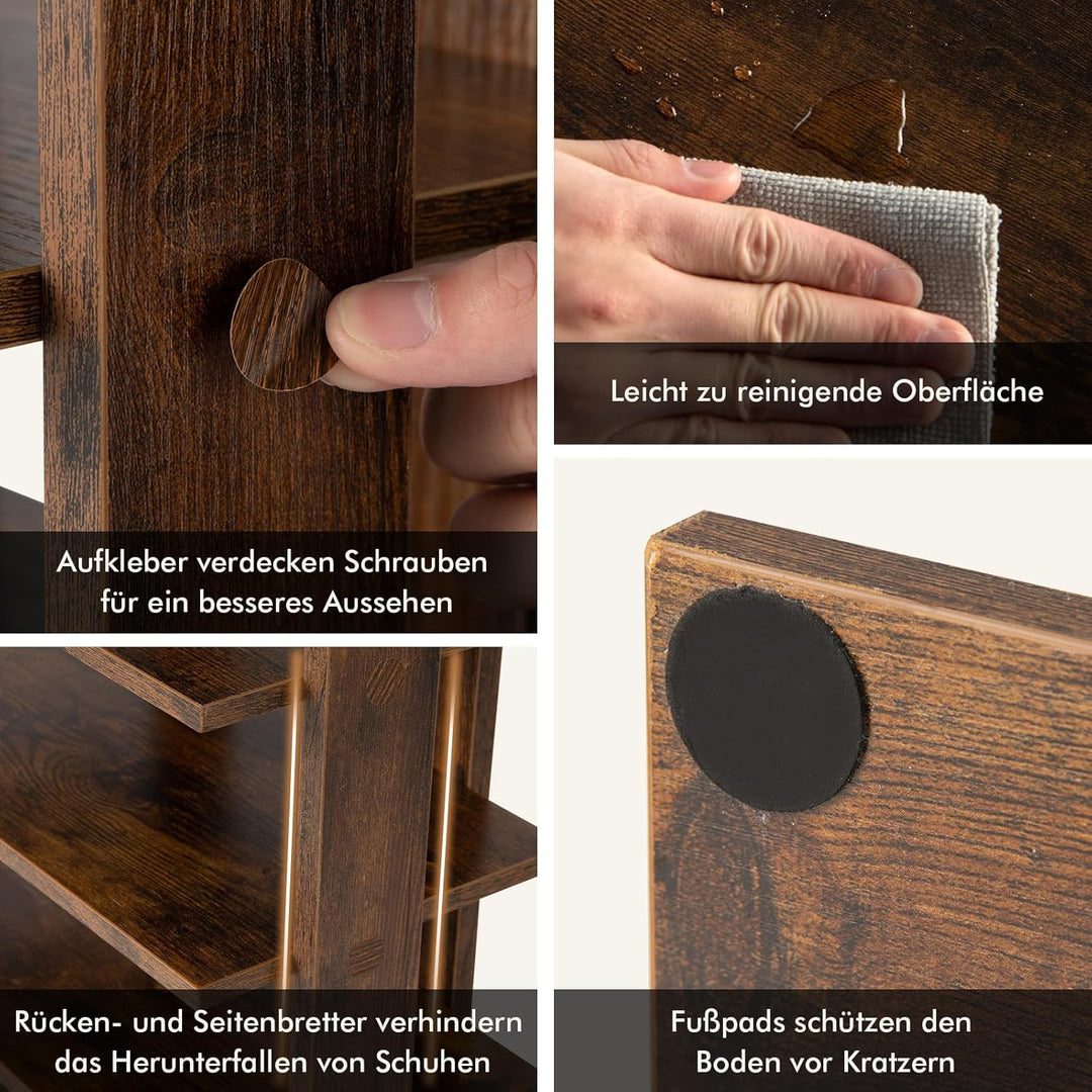 COSTWAY 8 stufiger Schuhständer höheverstellbar, Platzsparendes Schuhregal aus Holz, Schuh-Organizer
