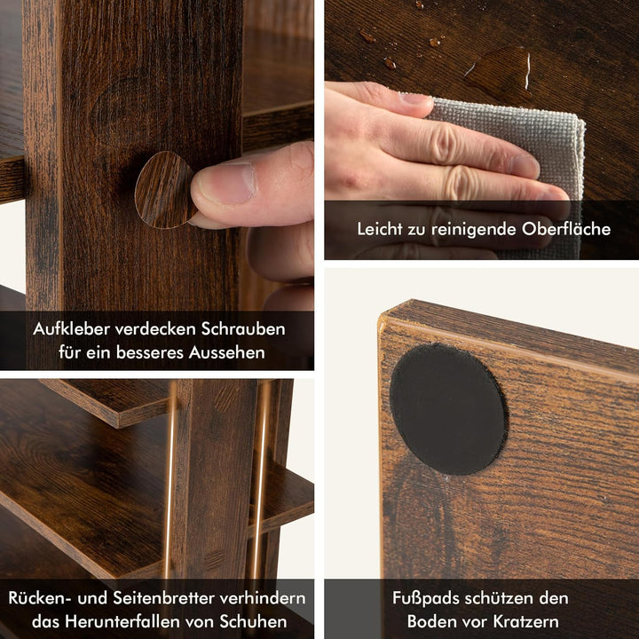 COSTWAY 8 stufiger Schuhständer höheverstellbar, Platzsparendes Schuhregal aus Holz, Schuh-Organizer