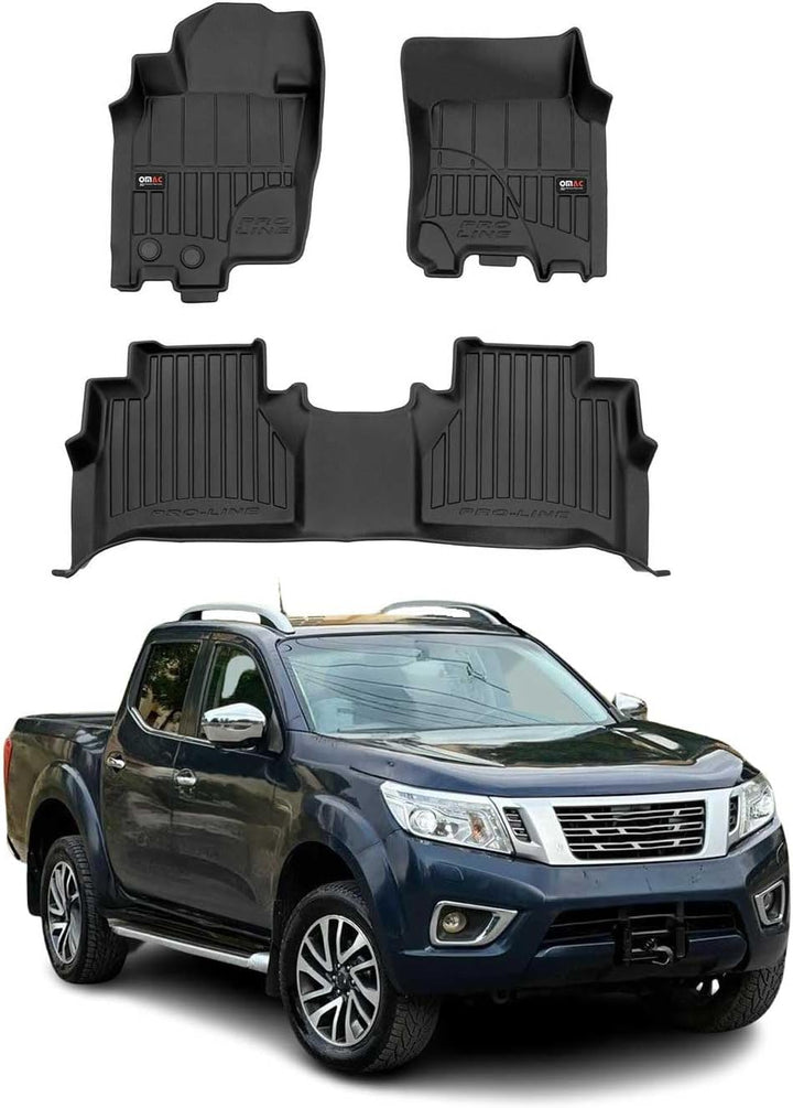 Fussmatten Gummimatten kompatibel mit Nissan Navara IV 2014-2022 | Passgenaue Premium Gummi Automatt