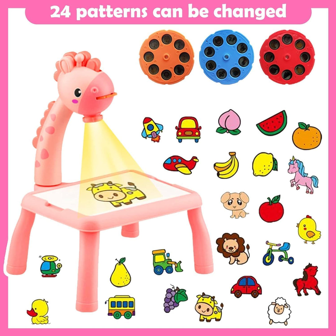 BARVERE Projektor Zeichentisch Kinder, Rosa Maltafel Kinder ab 2 jahre, Tischplatte Smart Projektor