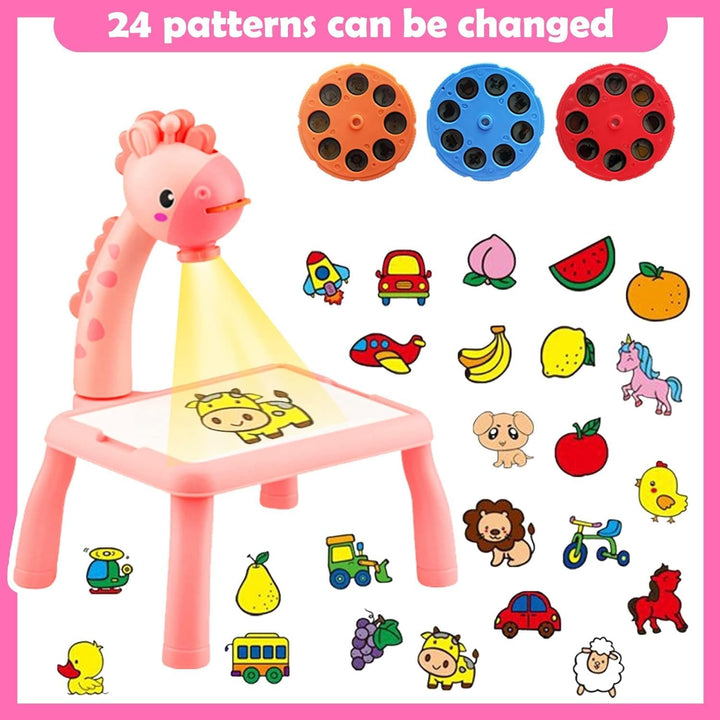 BARVERE Projektor Zeichentisch Kinder, Rosa Maltafel Kinder ab 2 jahre, Tischplatte Smart Projektor