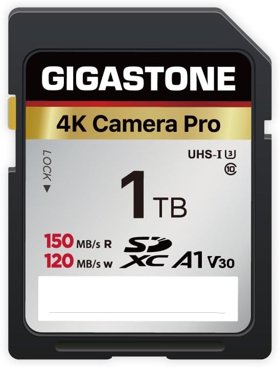 GIGASTONE 1TB SDXC Speicherkarte, 4K Kamera Pro, bis zu 150/120 MB/s, für Digitalkamera Canon, Olymp
