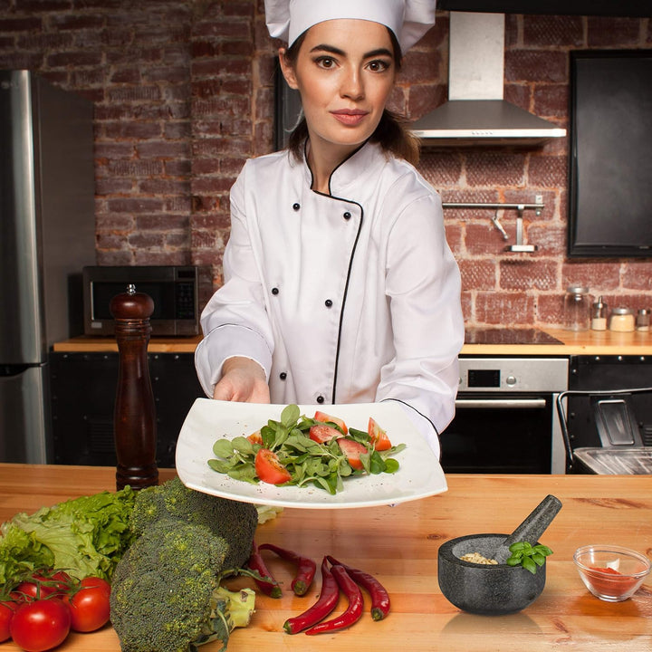 Relaxdays Granit Mörser mit Stössel, robust & langlebig, Gewürze, Kräuter, polierter Steinmörser, Ø