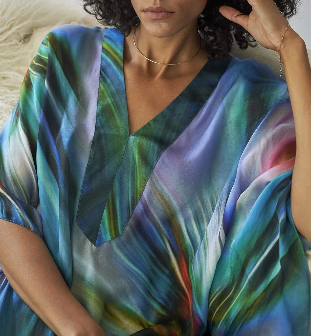 YouKD Damen Sommer Bohemian Lang Kaftan Ethnisches Muster Maxikleid Beach Bikini Cover Ups Sunblocke