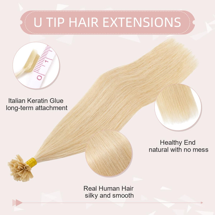 Silk-co Haarteile Echthaar Bonding Extensions Echthaar 1g Keratin U Tip Haarverlängerung Glatt Weich