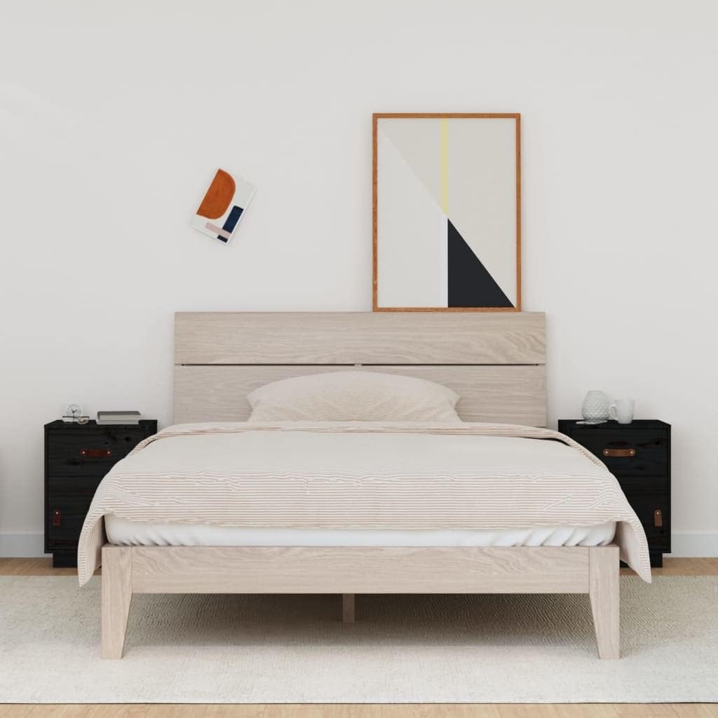 FIRBNUS Bedside Table Nachtkonsole Beistelltisch mit Stauraum Night Stand Nachttische 2er Set Schwar