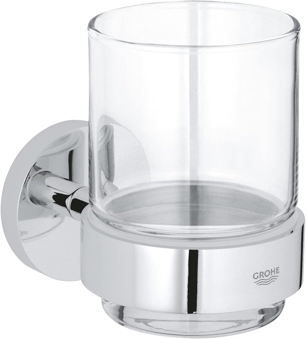 GROHE Start - Glas mit Halter (Material: Glas/ Metall, verdeckte Befestigung, langlebig), chrom, 411