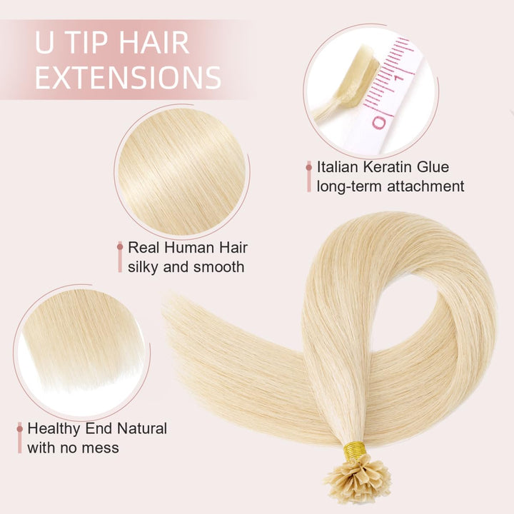 Silk-co Haarteile Echthaar Bonding Extensions Echthaar 1g Keratin U Tip Haarverlängerung Glatt Weich