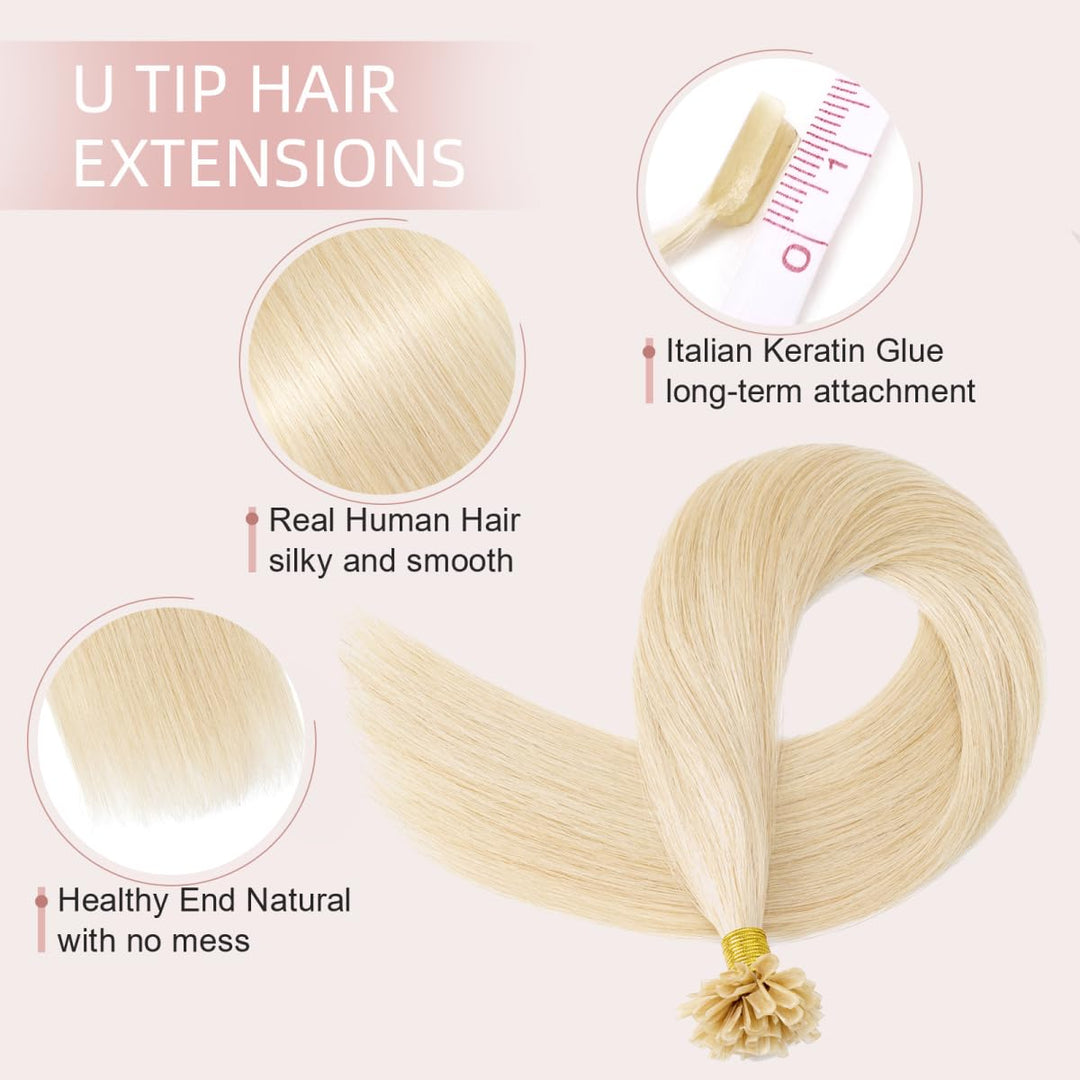 Silk-co Haarteile Echthaar Bonding Extensions Echthaar 1g Keratin U Tip Haarverlängerung Glatt Weich
