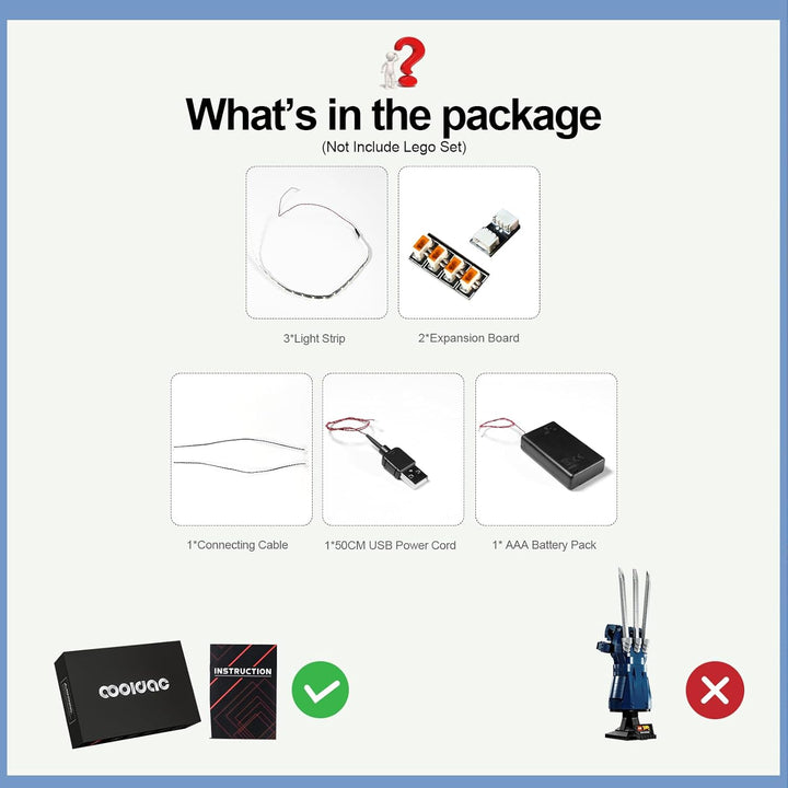 cooldac LED Licht Set Kompatibel mit Lego 76250 Wolverine Adamantium Claws, Licht Set Kompatibel mit