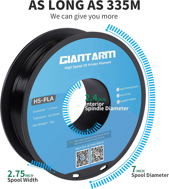 GIANTARM HS-PLA Filament 1,75 mm, PLA-Filament für Hochgeschwindigkeits-3D-Druck, schnelle Aushärtun