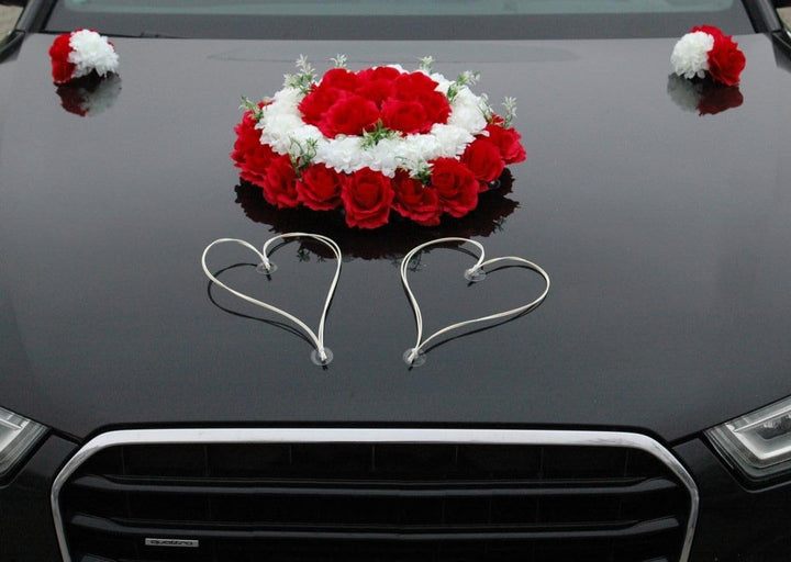 DEKORATIVER SCHMUCK Braut Paar Rose Deko Dekoration Autoschmuck Hochzeit Car Auto Wedding Deko Girla
