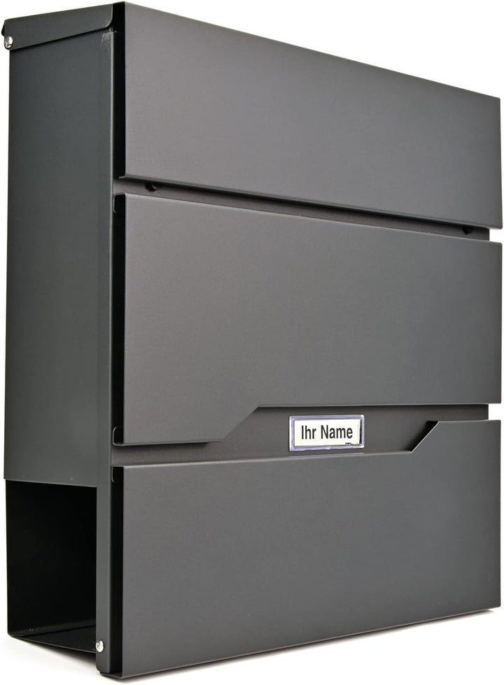 Verda Briefkasten mit Zeitungsfach Wandbriefkasten Zeitungsrolle Designer Postkasten Sichtfenster Na