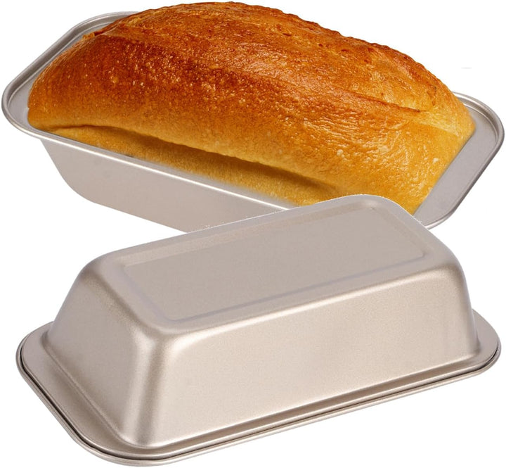 Tissting 2 Stück Kastenform 25 x 13 x 6 cm Rechteckig Brot Backform Gold Karbonstahl Antihaftbeschic