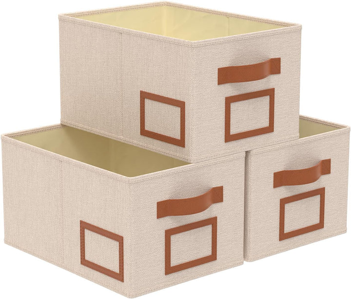 OUTBROS 3 Stück Aufbewahrungsboxen Stoff, Faltbare Aufbewahrungskiste Organizer mit Griff, Gross Auf