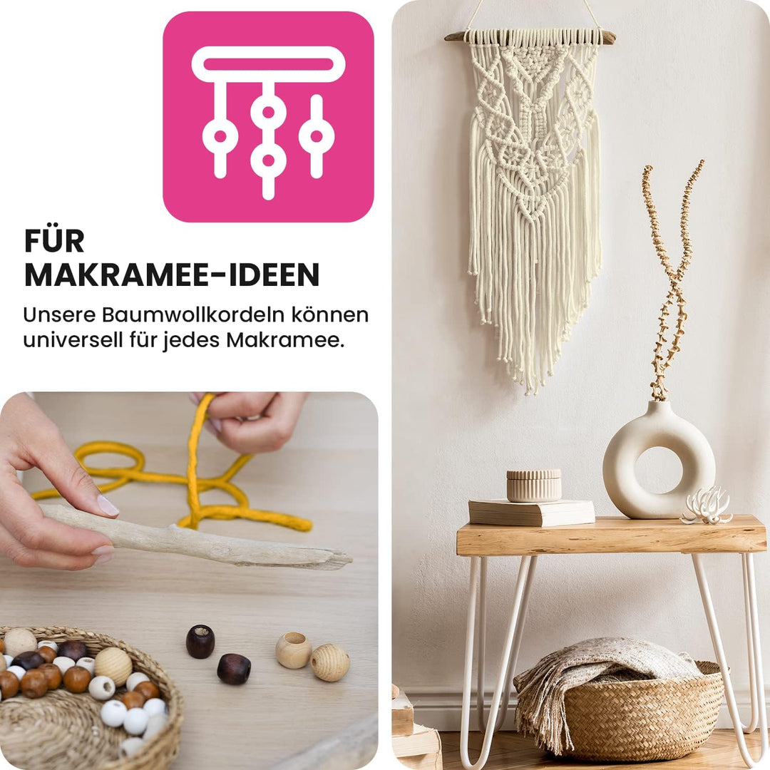 Netuno 1x Makramee Garn Olivengrün 9 mm 50 m Baumwollkordel mit Polyesterkern Dickes Garn Makramee K