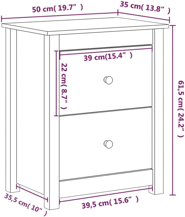 FIRBNUS Bedside Table Nachtkonsole Beistelltisch mit Stauraum Night Stand Nachttische 2er Set Honigb