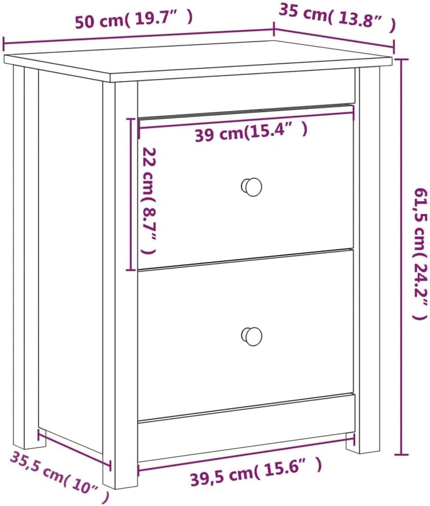 FIRBNUS Bedside Table Nachtkonsole Beistelltisch mit Stauraum Night Stand Nachttische 2er Set Honigb