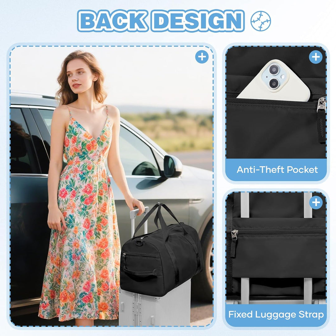 Sport Duffel Bag Damen, Sporttasche mit Nassfach & Schuhfach Reise Duffel Bags Übernachtungstasche L